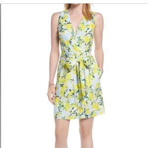 1901 Sz Medium Floral Lemon Mini Dress with Front Tie • NEW!